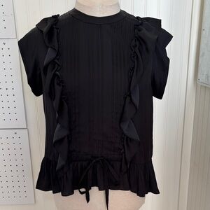 Zadig & Voltaire Elegant Black Ruffle Blouse